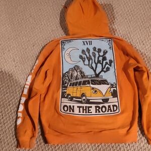 Vibrant Orange Graphic Crewneck Sweater